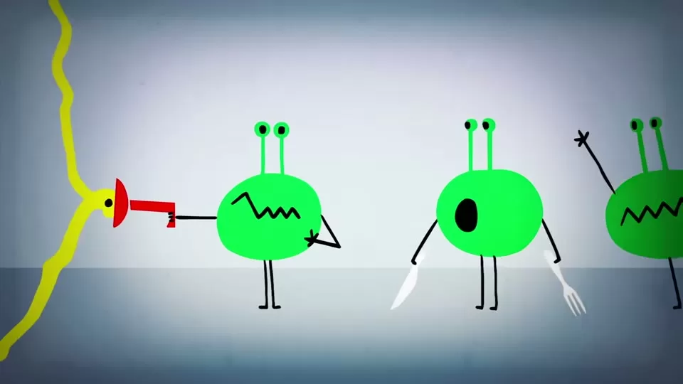 Alien guard explaining the hat rule to the prisoners