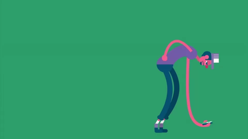 Spine, joints, and muscles shown under strain from poor posture