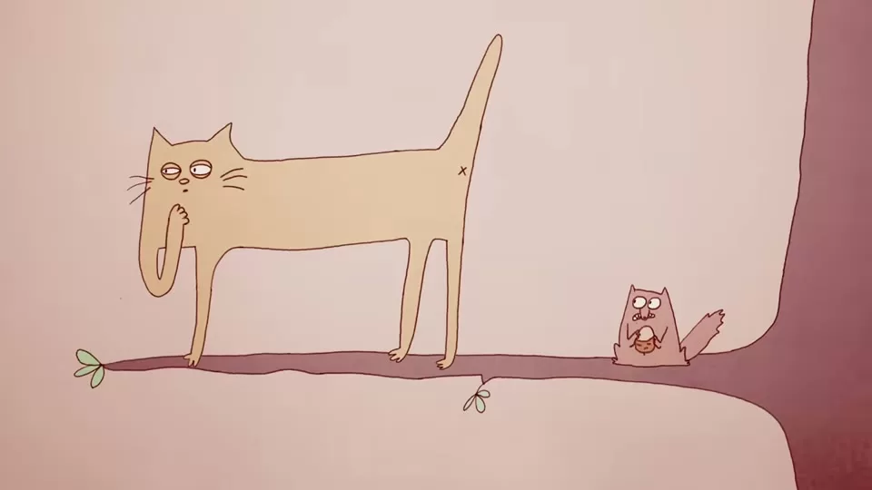 A cat perched on a high surface, looking out over a room