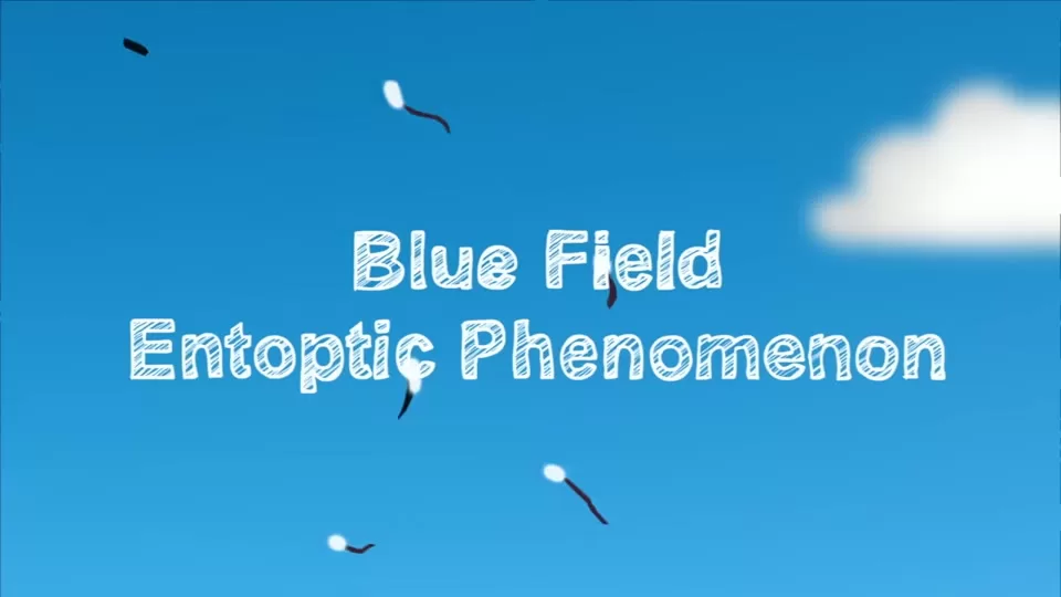 Tiny moving light dots seen against a blue sky, suggesting the blue field entoptic phenomenon