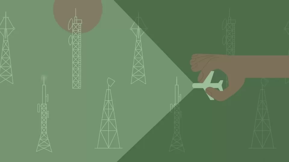 Phone on a plane sending a strong signal that can interfere with cell towers